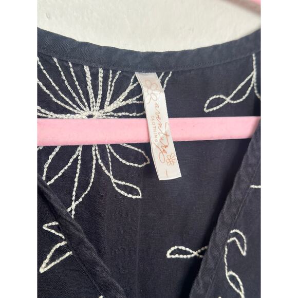 Large Adventura Clothing Linen Cotton Embroiderd Floral Tank Top Blouse Womens - Picture 5 of 11